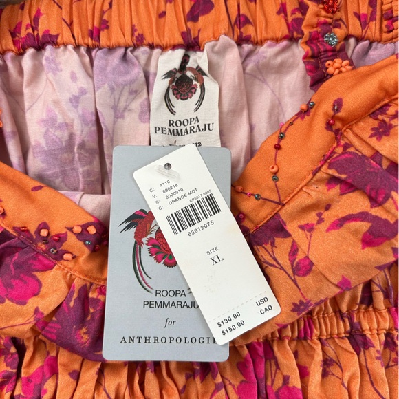 Anthropologie Roopa Pemmaraju Beaded Babydoll Cotton Smocked Tank NWT Size XL - Picture 9 of 10